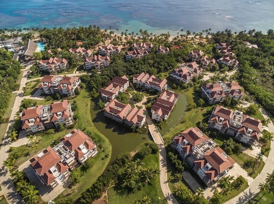 Portillo Beach Club — aerial view of the resort and the Las Terrenas coastline