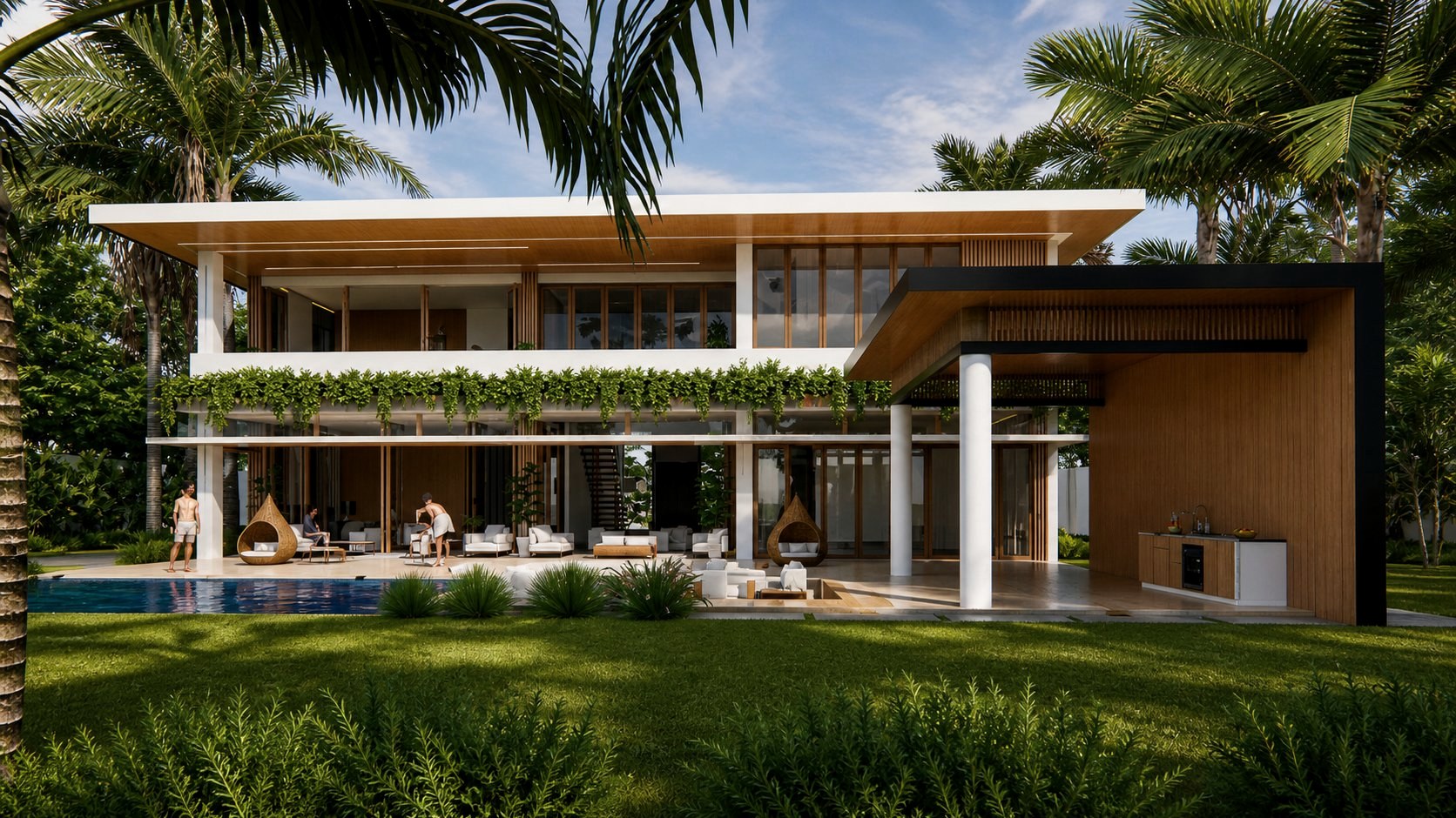 Villa Hacienda B-45 — pool and rear facade